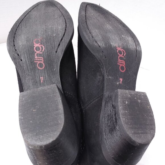 Dingo Black Cowboy Boots Western Goth Leather Studded Minimal Pull On Ankle - Picture 5 of 13